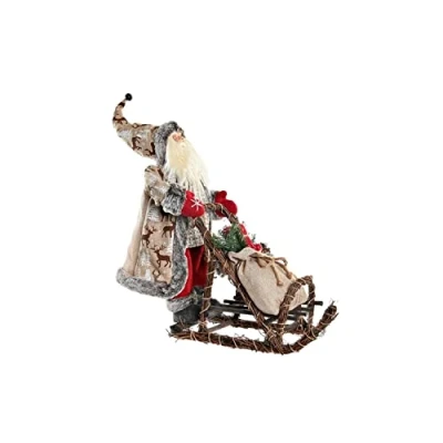 Afbeelding van Kerstversiering Dkd Home Decor Rood Grijs Hout Kerstman 42 X 22 48 Cm