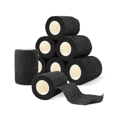 Afbeelding van Zelfhechtende bandages, 8 rollen van 7,5 cm x 4,5 m, elastisch en stevig, zelfklevend, voor sport, eerste hulp, kleefverbanden, ademend scheurbestendig.