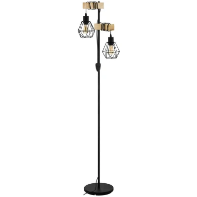 Afbeelding van EGLO Staande lamp TOWNSHEND 5 zwart / l40 x h166,5 b25 cm excl. 2 e27 (elk max. 60 w) retro
