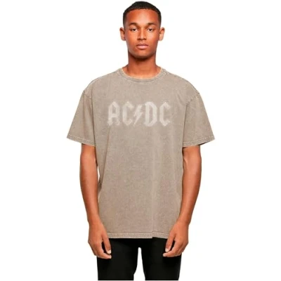 Afbeelding van Merchcode ACDC LOGO ACID Washed Oversize TEE Tshirt print, Heren, Maat: XL, Darkkhaki