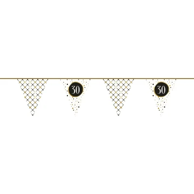 Afbeelding van Vlaggenlijn Slinger 30 jaar Festive Goud Papier 6 mtr