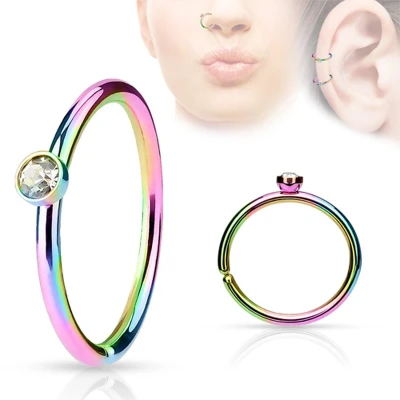 Afbeelding van Piercing klein steentje regenboog met wit