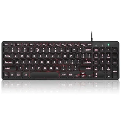 Afbeelding van Perixx PERIBOARD 333B Bedraad Backlit USB Toetsenbord X Type Schaartoetsen Compact 14.25x4.57 Inch Grote Printletters Wit Verlicht US Engels