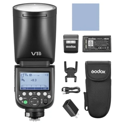 Afbeelding van GODOX V1PRO N 2.4G draadloze ronde kop camerablitser Speedlite i TTL met M/TTL flitsmodus 1/8000 s HSS, 1,3 oplaadtijd afneembare subflitser + 24 stuks flitsgel voor Nikon camera&#039;s