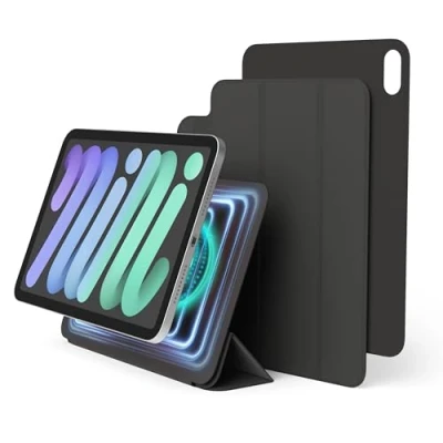 Afbeelding van elago Magnetisch Folio Geval Compatibel met iPad Mini 8.3 inch 6e Generatie Achterplaat kan aan Metaalmaterialen Worden Vastgemaakt, Apple Pencil en elago&#039;s Pencilgeval (Donkergrijs)