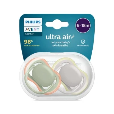 Afbeelding van Philips Avent Ultra Air fopspeen, 2 stuks, BPA vrij, 6 18 maanden (model: SCF085/20)
