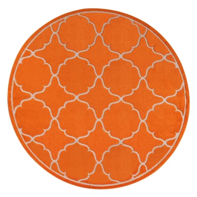 Afbeelding van Binnen en Buiten Vloerkleed Berlin Outdoor Laagpolig Tapijt Oranje 200 cm rond