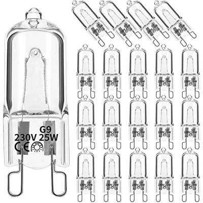 Afbeelding van Bwardyth 20 stuks G9 halogeenlicht, 25W halogeen dimbaar, warm wit 2800K voor kroonluchters, hangers, landschapsverlichting