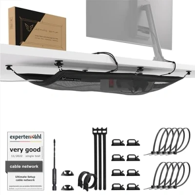 Afbeelding van kabelgoot bureau voor optimaal cable management flexibele verberg elke kabel net wit Ultimate Setup®