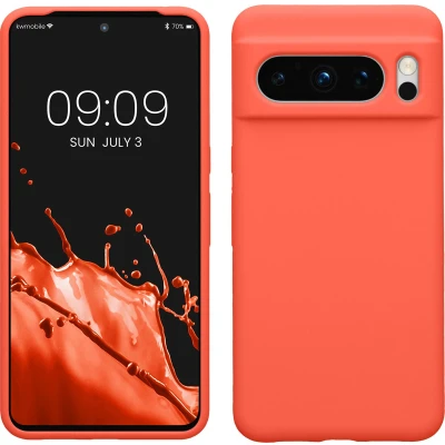 Afbeelding van kwmobile telefoonhoesje geschikt voor Google Pixel 8 Pro Hoesje met siliconen coating Smartphone case in levendig koraal
