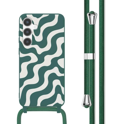 Afbeelding van Samsung Galaxy S24 Hoesje Siliconen en TPU (zacht) imoshion Softcase/Koordhoesje/Backcover Petrol Green Groovy Telefoonhoesje