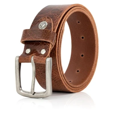 Afbeelding van LINDENMANN riem heren buffelleer 40mm cognac, donkerbruin, taille 85 cm totale lengte 100 /M