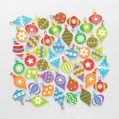 Afbeelding van Baker Ross FC168 Kerstbal foam stickers Pak van 200, Kinder stickers, Ideaal voor Knutselprojecten, Geweldig Kaarten maken en het versieren plakboeken