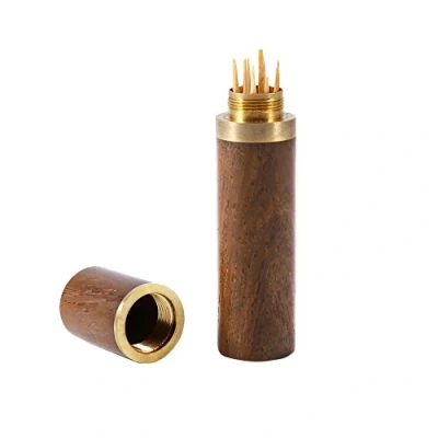 Afbeelding van Tandenstoker Houder Draagbare Hout Mini Box Pocket Ultralight Travel Kit Zwarthout