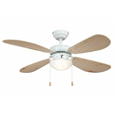 Afbeelding van AireRyder Plafondventilator met verlichting Classic, behuizing wit, vleugelkleur dennenhout, 105 cm