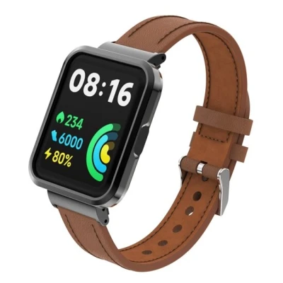 Afbeelding van Leren band met case Bruin Xiaomi Redmi Watch 2 (Lite)