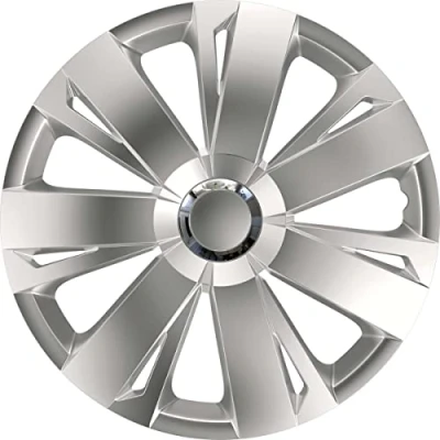 Afbeelding van Wieldoppen, 40,6 cm (16 inch), design Georgia RC zilver, verchroomde afwerking en slagvast ABS, duurzaam betrouwbaar met verstelbare klemring