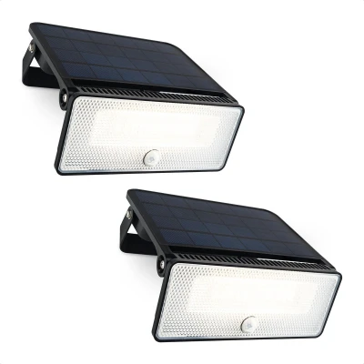 Afbeelding van Brendz Solar Buitenlamp Bewegingssensor, 1600 Lumen, IP54 Waterbestendig, 3 Lichtmodi, Wandlamp Buiten, LED Breedstraler met 2 Stuks Paso