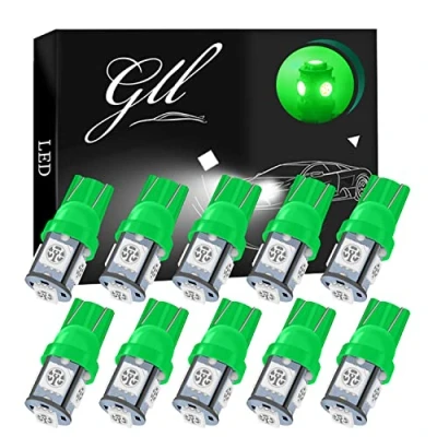 Afbeelding van GLL 24V T10 501 LED Lampen W5W 194 168 2825 Wedge Lampe met 5050 5 SMD 60 Lumen Groen