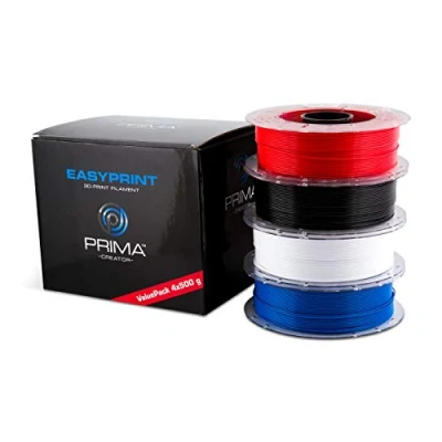 Afbeelding van PrimaCreator EasyPrint PLA Value Pack Standard 1,75 mm 4 x 500 g (totaal 2 kg) wit, zwart, rood, blauw