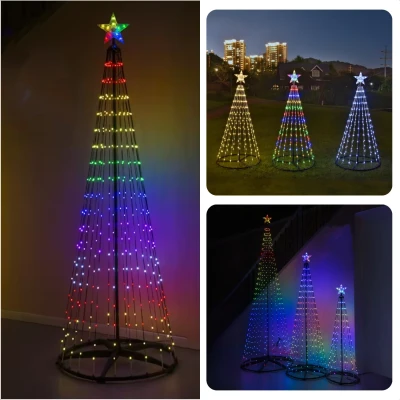 Afbeelding van Cheqo LED Vlaggenmast Kerstboom Verlichting Kerstverlichting voor Buiten 300cm RGB 550 Buitenverlichting