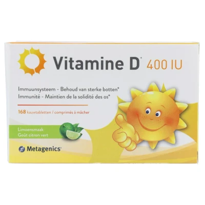 Afbeelding van 2x Metagenics Vitamine D 400Iu Limoensmaak 168 kauwtabletten