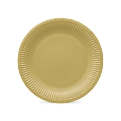 Afbeelding van PAW Papieren Borden Set (8 st.) I Diameter 23 cm Wegwerpborden Ideaal voor Bruiloft, Communie, Feesten, Verjaardag Druk op Waterbasis Feestbenodigdheden Effen Goud