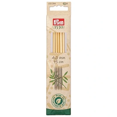 Afbeelding van Prym 1530 Bamboe (15cm, 4.00mm) Dubbele Puntig Breien Naald 5 Naalden