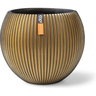 Afbeelding van Vaas bol Groove 10x9 zwart goud Capi Europe