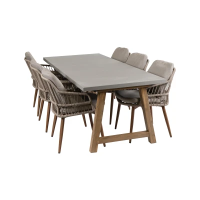 Afbeelding van Normin 7 delige tuinset 6 Isabel tuinstoelen Tuintafel Rock 235x95cm