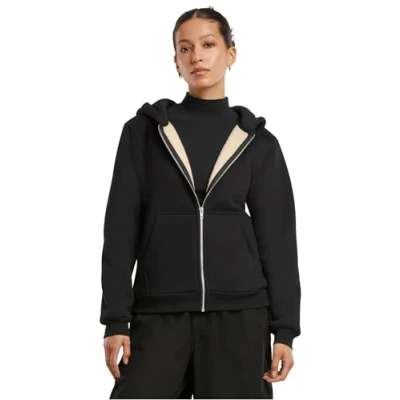 Afbeelding van Urban Classics Bonded Sherpa Sweater met rits, Dames, Maat: XL, Unionbeige