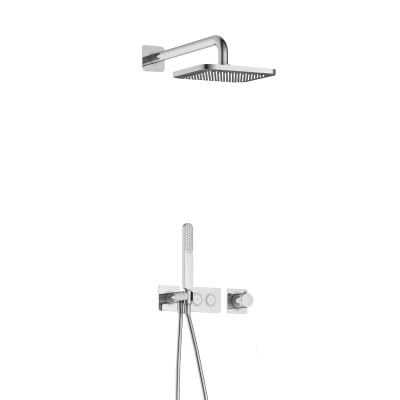 Afbeelding van Hotbath Gal Regendoucheset IBS41 Chroom Staaf handdouche 22cm Hoofddouche Wandarm