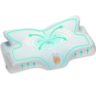 Afbeelding van Elviros cervicaal orthopedisch kussen van traagschuim, uitneembaar ergonomisch nekkussen voor hals schouderpijn, neksteunkussen zijslaper (Blauw 53.8 x 33 11/9cm)