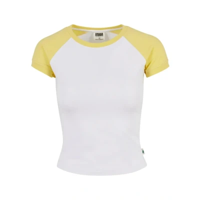 Afbeelding van Urban Classics Stretch Short Retro Baseball TEE Tshirt print, Dames, Maat: Small, White vintagesun