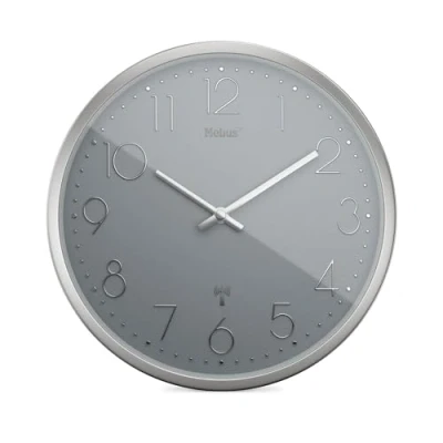 Afbeelding van TinyTime Kleine draadloze wandklok zonder tikkende geluiden diameter 25 cm moderne wijzerplaat in grijs zilveren behuizing