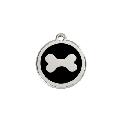Afbeelding van Bone Black roestvrijstalen hondenpenning small/klein dia. 2 cm RedDingo