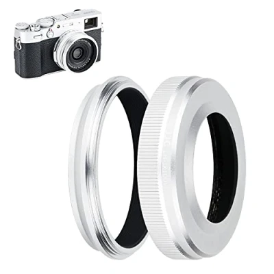 Afbeelding van JJC Lenskap met adapterring voor Fujifilm Fuji X100VI X100V X100 X100S X100T X100F camera&#039;s, vervangt LH en AR compatibel 49 mm filters lensdop zilver