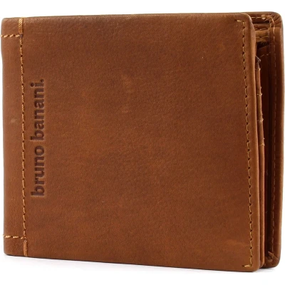 Afbeelding van bruno banani Leren Portemonnee Arizona Wallet Quer with Flap Cognac Bruine