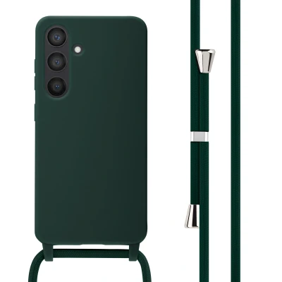 Afbeelding van Samsung Galaxy S24 Hoesje Siliconen en TPU (zacht) iMoshion Softcase/Koordhoesje/Backcover Donkergroen Telefoonhoesje
