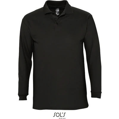 Afbeelding van SOLS Heren Winter II Poloshirt met lange mouwen van Piqué katoen (Zwart) Maat 3 XL