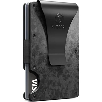 Afbeelding van PIRNA Minimalistische Carbon Fiber Portemonnee Pasjeshouder voor Heren RFID blokkerende Card Wallet met Geldvakje Zwart