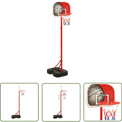 Afbeelding van The Living Store Basketbalset Junior Hoogte verstelbaar Inclusief ring net bal en pomp Rood/wit/blauw/zwart