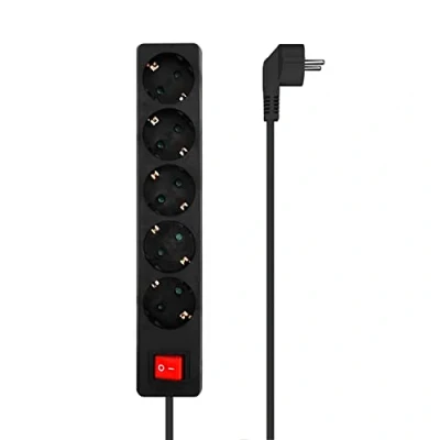 Afbeelding van Stopcontactenstrip 5 Tomas met Interruptor Aisens A154 0652 Zwart 1,4 m