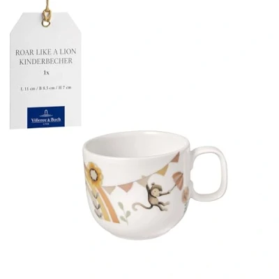 Afbeelding van Villeroy &amp; Boch Boho kids &quot;Roar like a lion&quot; Kleine kinderbeker met handvat, Beker voor kinderen, Porseleinen beker, Kinderservies, Vaatwasmachinebestendig, Geschikt de magnetron, Multicolor