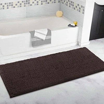 Afbeelding van Extra groot badkamertapijt, lange badmat van 80 x 160 cm, ultrazachte chenille tapijten, antislip en waterabsorberende badkuip vloermat, loper voor badkamer, slaapkamer keuken