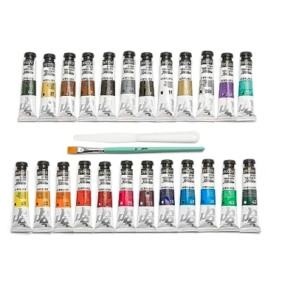 Afbeelding van PEBEO Studio Acrylics Set van 24 buizen 20 ml verschillende kleuren + accessoires Acrylverfset voor kunstenaars en beginners Kwasten spatel canvas karton Heldere