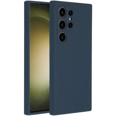 Afbeelding van Samsung Galaxy S24 Ultra Hoesje Siliconen en TPU (zacht) Accezz Softcase/Backcover Donkerblauw Telefoonhoesje