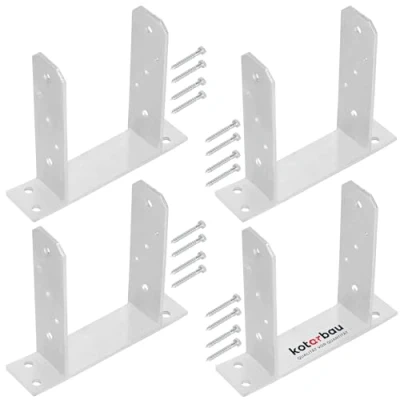 Afbeelding van KOTARBAU® 4 stuks paaldragers 140 mm TT thermisch verzinkt staal paaldrager om vast te schroeven, betonanker voor palen, houten paalanker, hekpalen, metalen vloerpoot vierkante