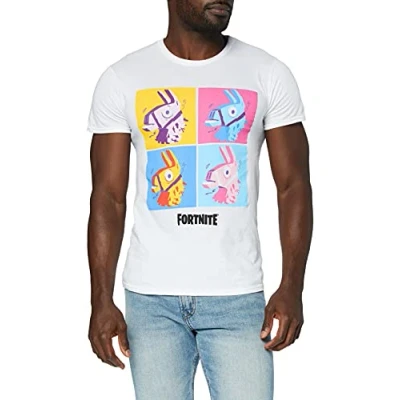 Afbeelding van Fortnite Lama Pop Art Herren T Shirt Wei� XL S XXL, Der Spieler Xbox PS4 PS5 Schalter Klassische Rundhalsausschnitt Graphic Tee, Geburtstagsgeschenkidee für Männer, Haus oder Gym