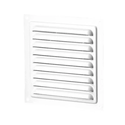Afbeelding van Schoepenrooster met vliegengaas aluminium wit 195x195 mm